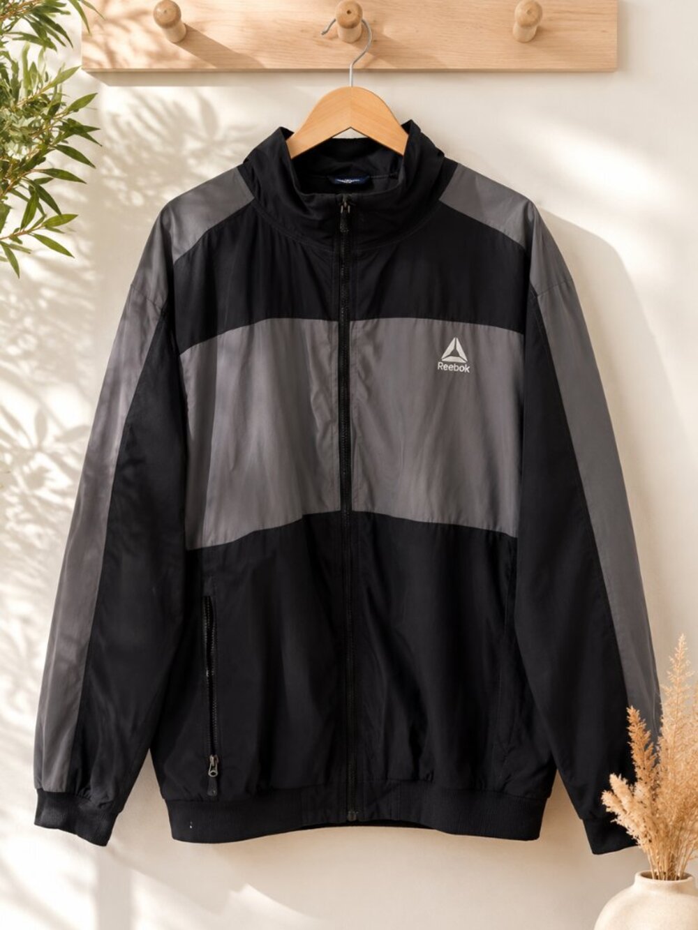 Reebok Black Gray Windbreaker Jacket Men's Size 4X